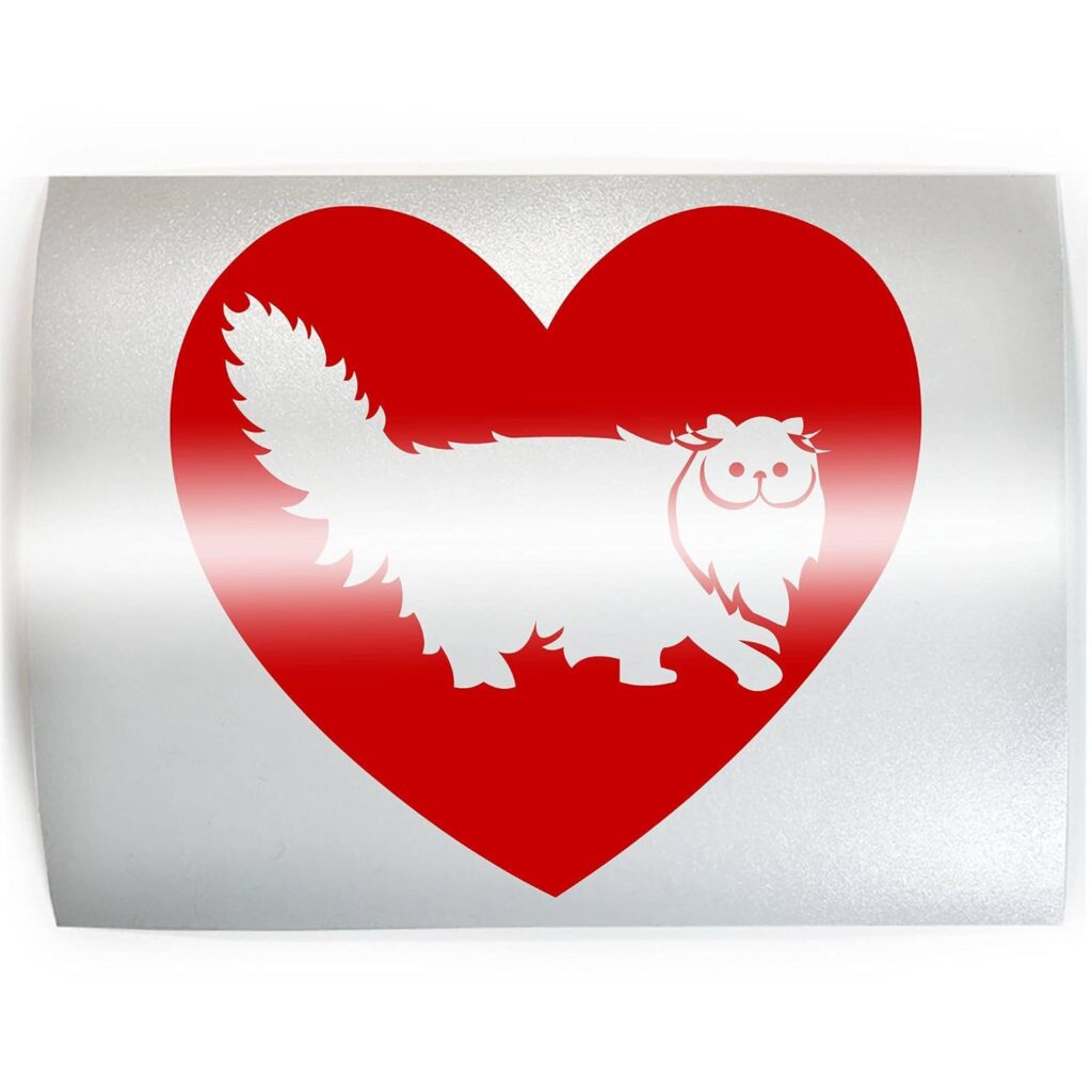 HEART Persian Cat - PICK COLOR  SIZE - Feline Breed Pet Love Vinyl Decal Sticker D